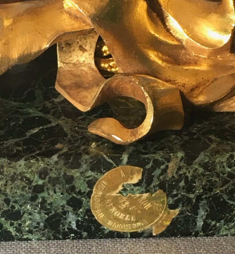 Lampe Art Nouveau Floral en Bronze Doré-photo-3