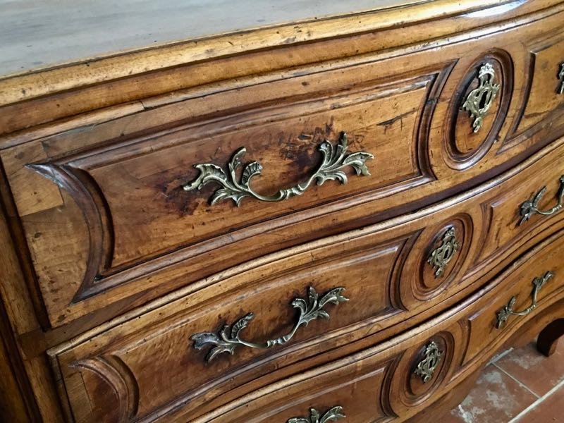 Commode Galbée Louis XV En Noyer XVIIIe-photo-3