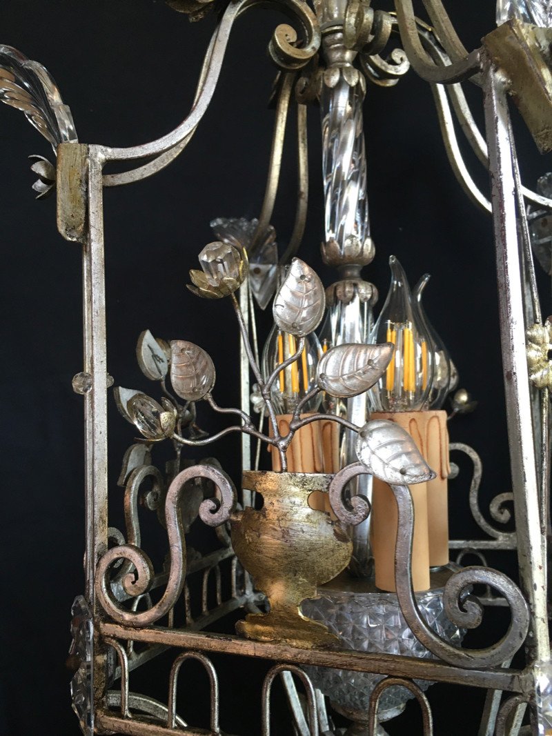 Lustre / Lanterne En Fer Argenté Maison Baguès-photo-1
