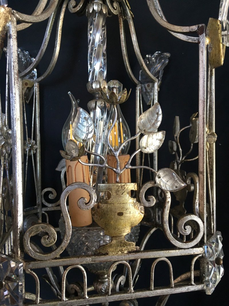 Lustre / Lanterne En Fer Argenté Maison Baguès-photo-2