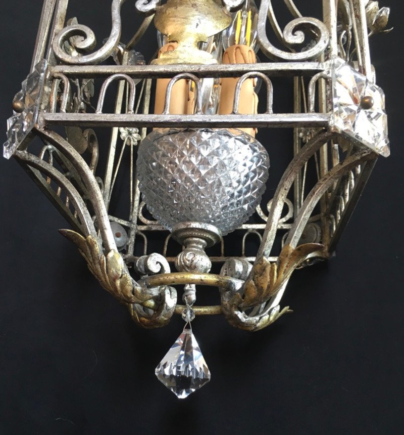 Lustre / Lanterne En Fer Argenté Maison Baguès-photo-3