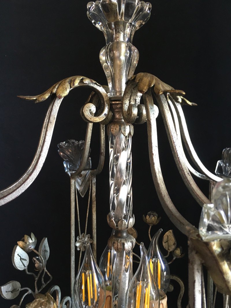 Lustre / Lanterne En Fer Argenté Maison Baguès-photo-4