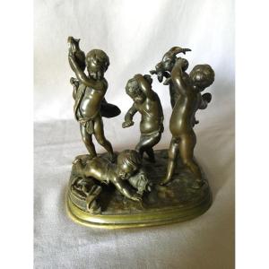 Group Of Children In Bronze Signed Clodion