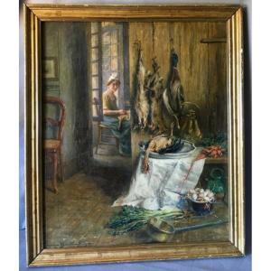 Oil On Canvas Interior Scene Signed Marius Barthalot