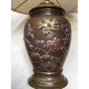 Paire De Lampes En Bronze Extrême Orient XIXe
