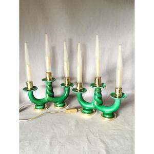 PAIRE DE LAMPES ART DECO EN PORCELAINE DE SÈVRES SIGNÉES PAUL MILET
