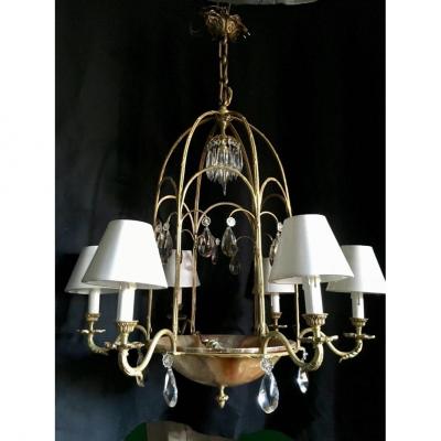 Large Chandelier 1920 Cage Shaped