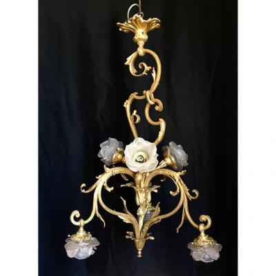 1900 Bronze Chandelier