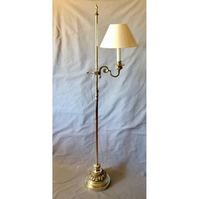 Floor Or Reading Lamp In Silver Plated Metal