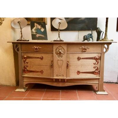 Buffet Art Nouveau en Chêne éclairci