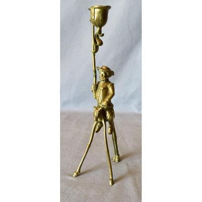 Sancho Panza 19th Century Brass Candlestick