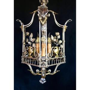 Chandelier / Lantern In Silver Iron Maison Baguès