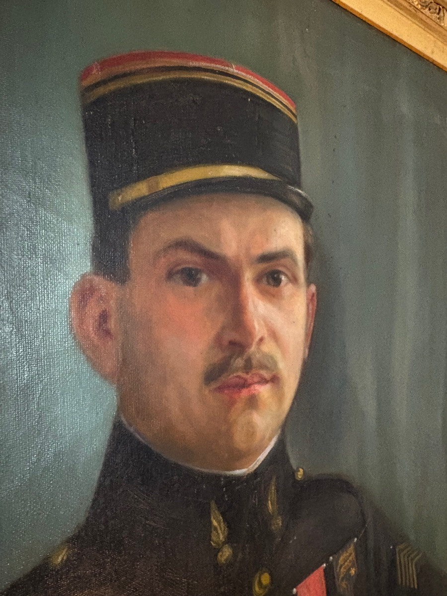 Emil Stwrf  huile sur toile  Grand tableau représentant un millitaire -photo-4