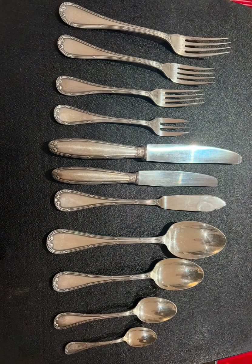 Christofle ménagère 140 pièces rubans croisés métal argenté -photo-2