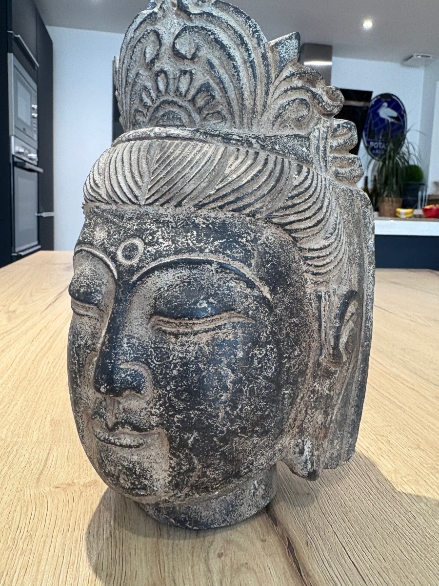 Guanyin Head In Stone.