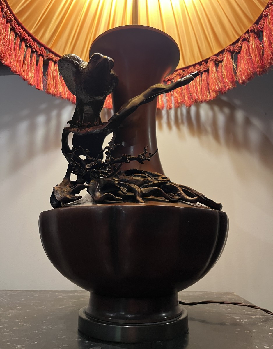 Japanese Bronze Lamp-photo-3