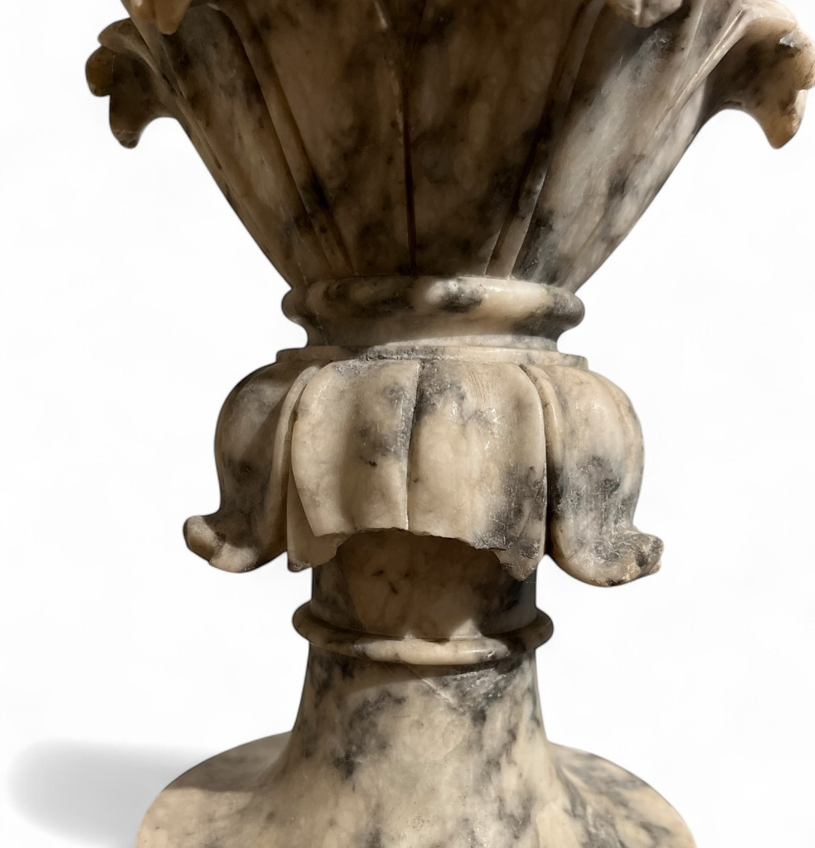 Paire De Grandes Aiguières En Albâtre Sculpté- Italie, Fin XIXe Siècle-photo-4