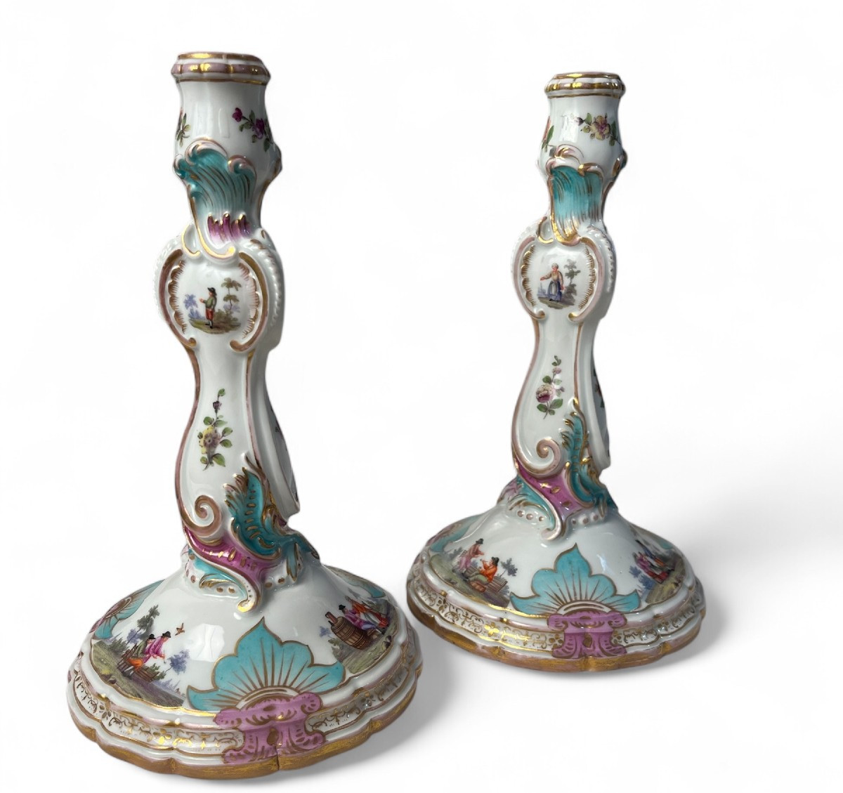 Pair Of Porcelain Candlesticks-photo-2