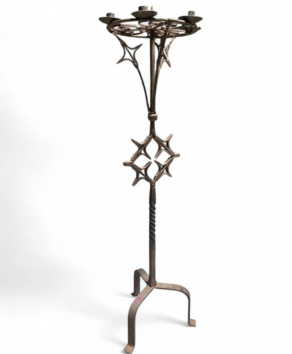 Wrought Iron Candlestick - Craftsmanship Late 19th Early 20th Century