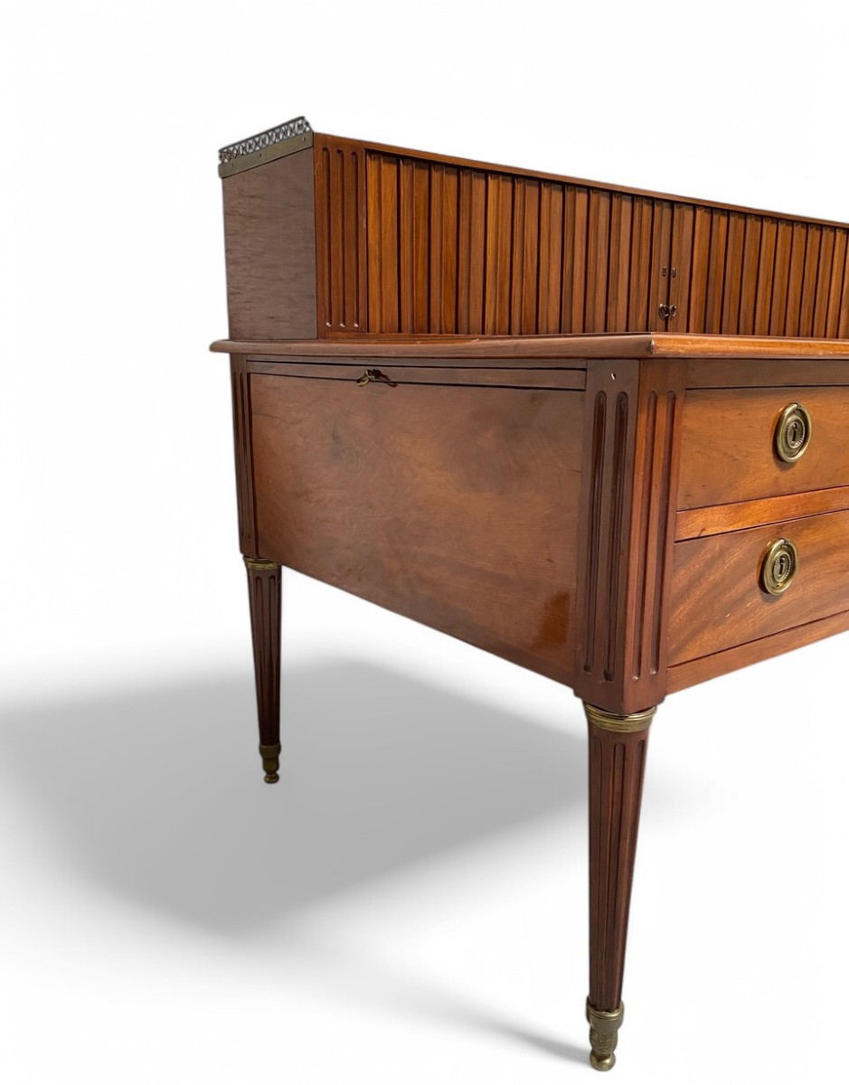 Bureau plat à gradin d'époque Louis XVI attribué à Canabas-photo-3