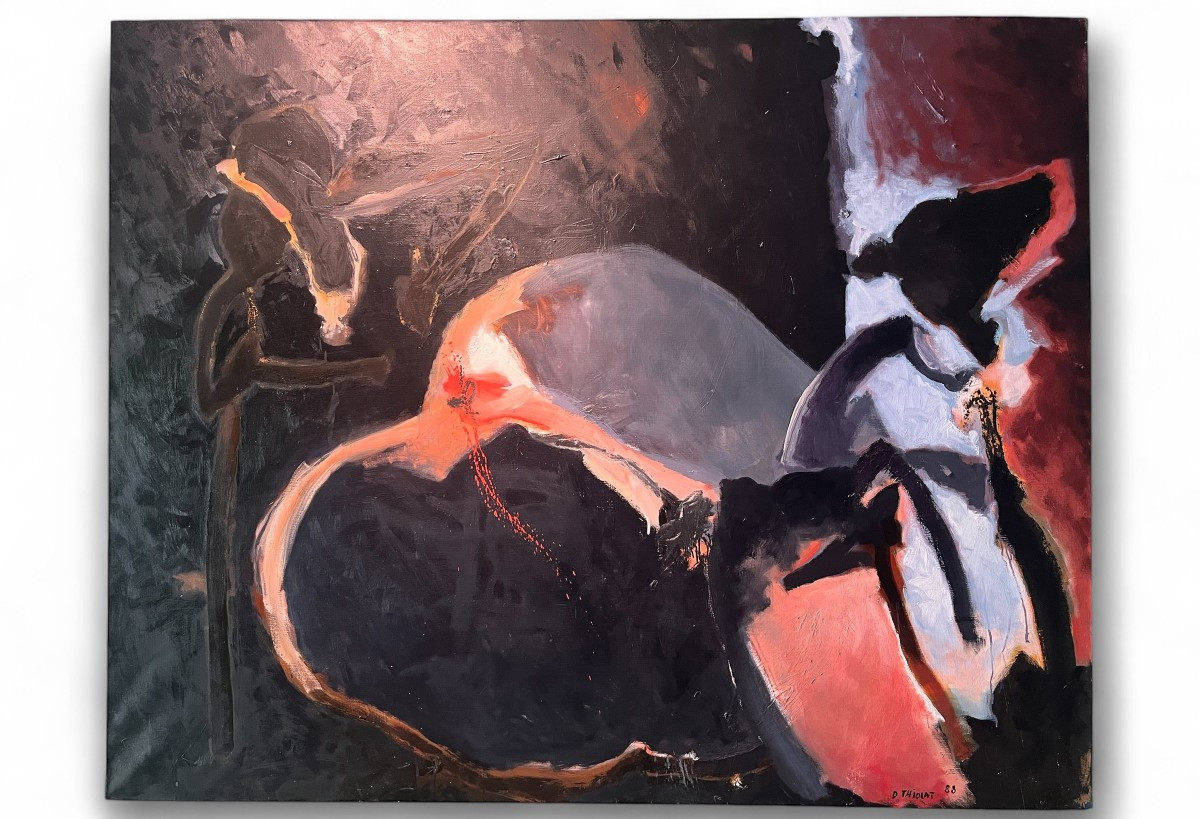 Dominique Thiolat - Abstract Composition - Oil On Canvas Signed And Dated.