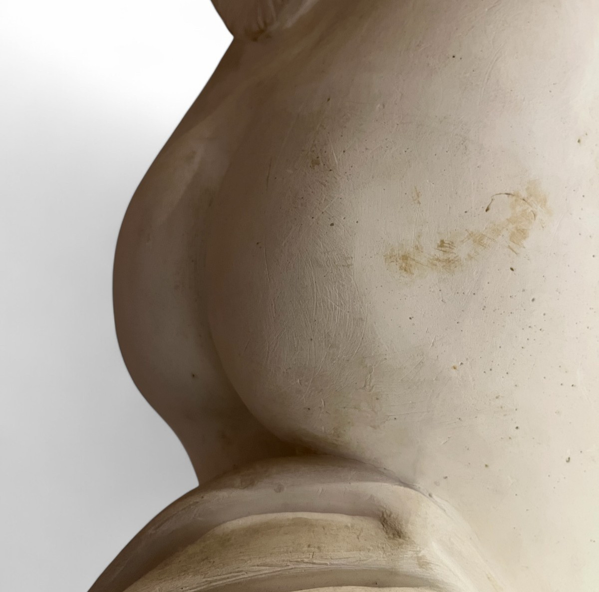 Large Plaster Statue: Veiled Vestal With Urn, Water Carrier, 19th Century-photo-2