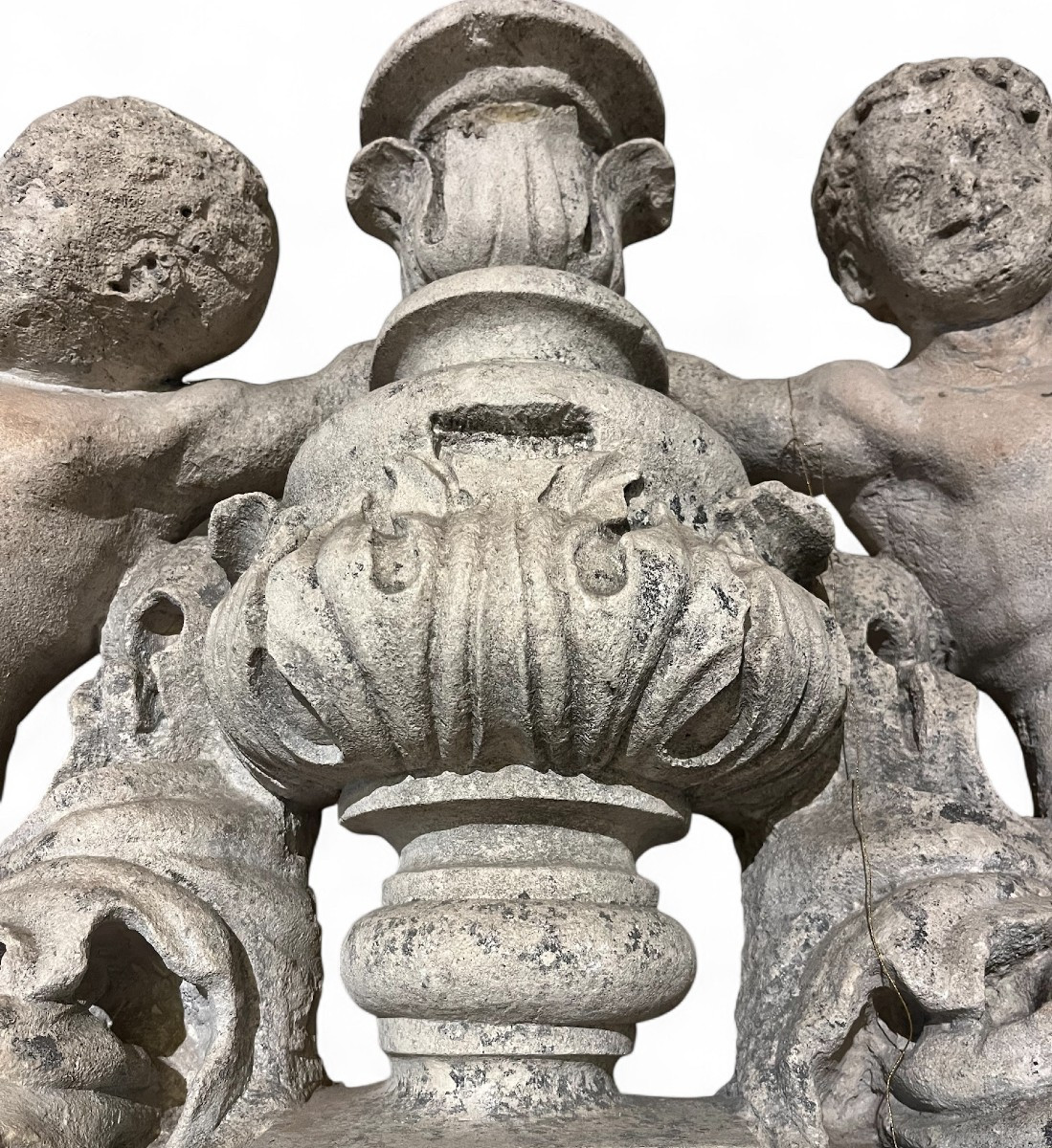 Stone Sculpture Representing Two Putti And An Urn, Renaissance Period, 16th Century-photo-1