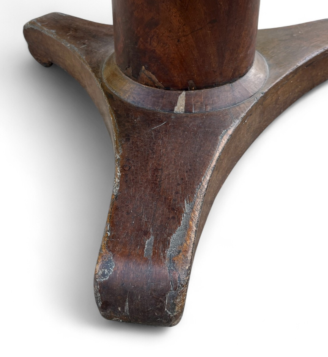 Walnut And Walnut Veneer Pedestal Table, Marble Top, 19th Century-photo-1