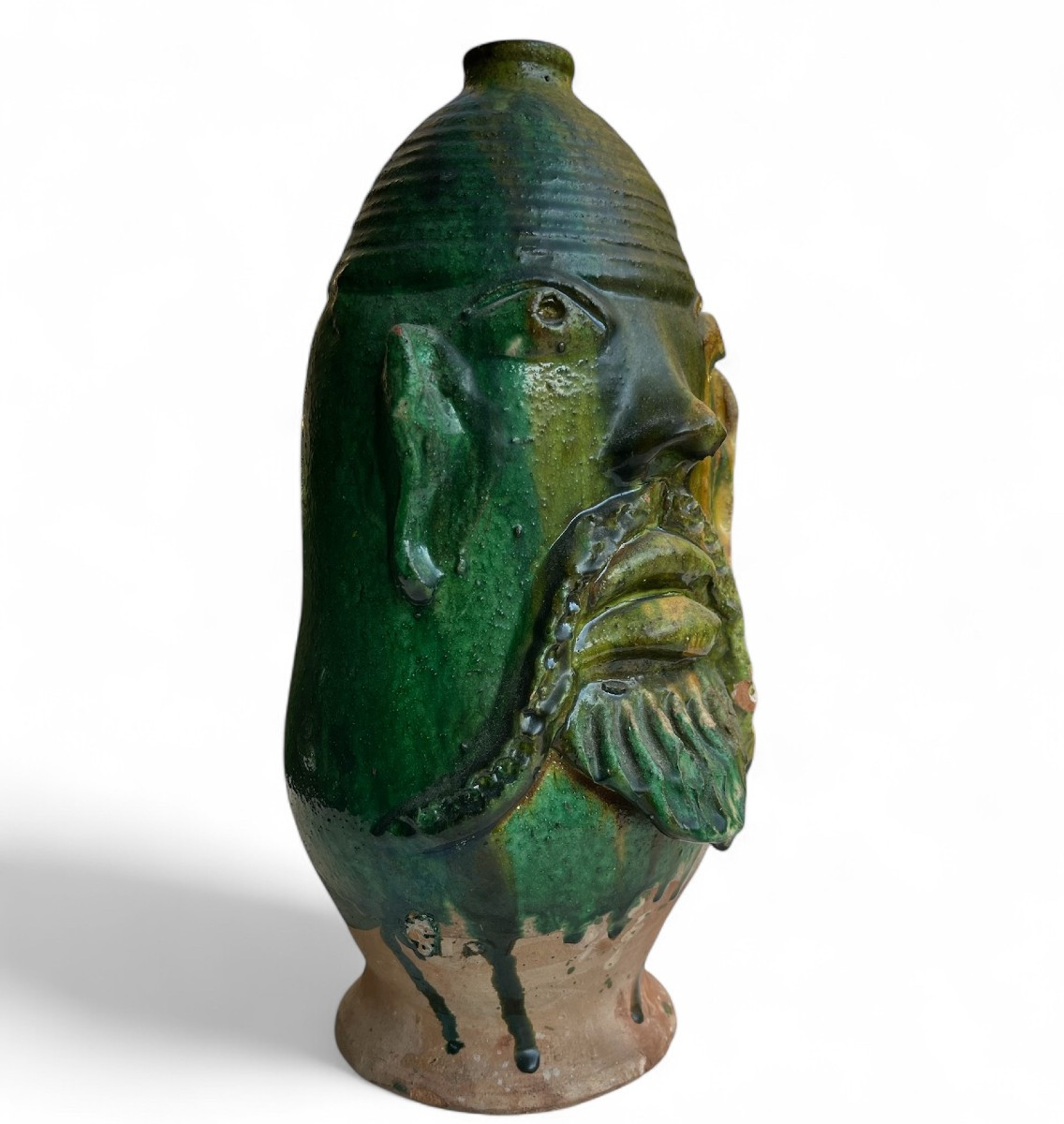 Vase anthropomorphe en terre cuite vernissée, France fin XIXe siècle-photo-2