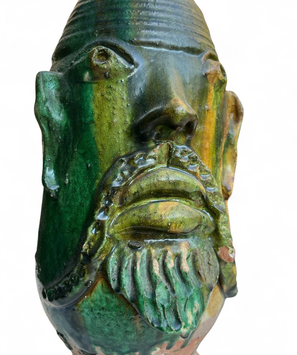 Vase anthropomorphe en terre cuite vernissée, France fin XIXe siècle-photo-1