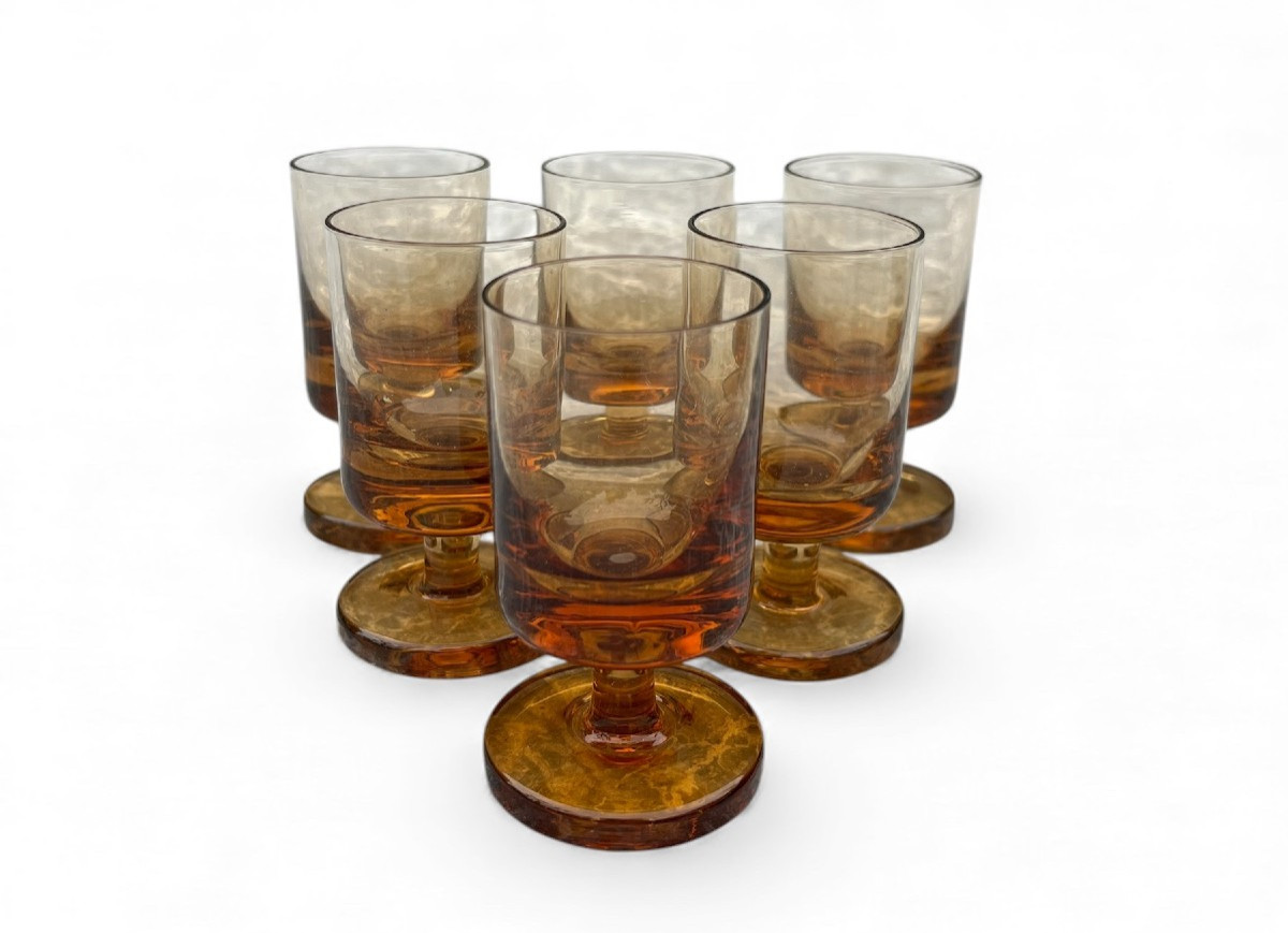 Amber Glass Liqueur Set - Vallerysthal Glassworks (moselle, France), Circa 1960-photo-1