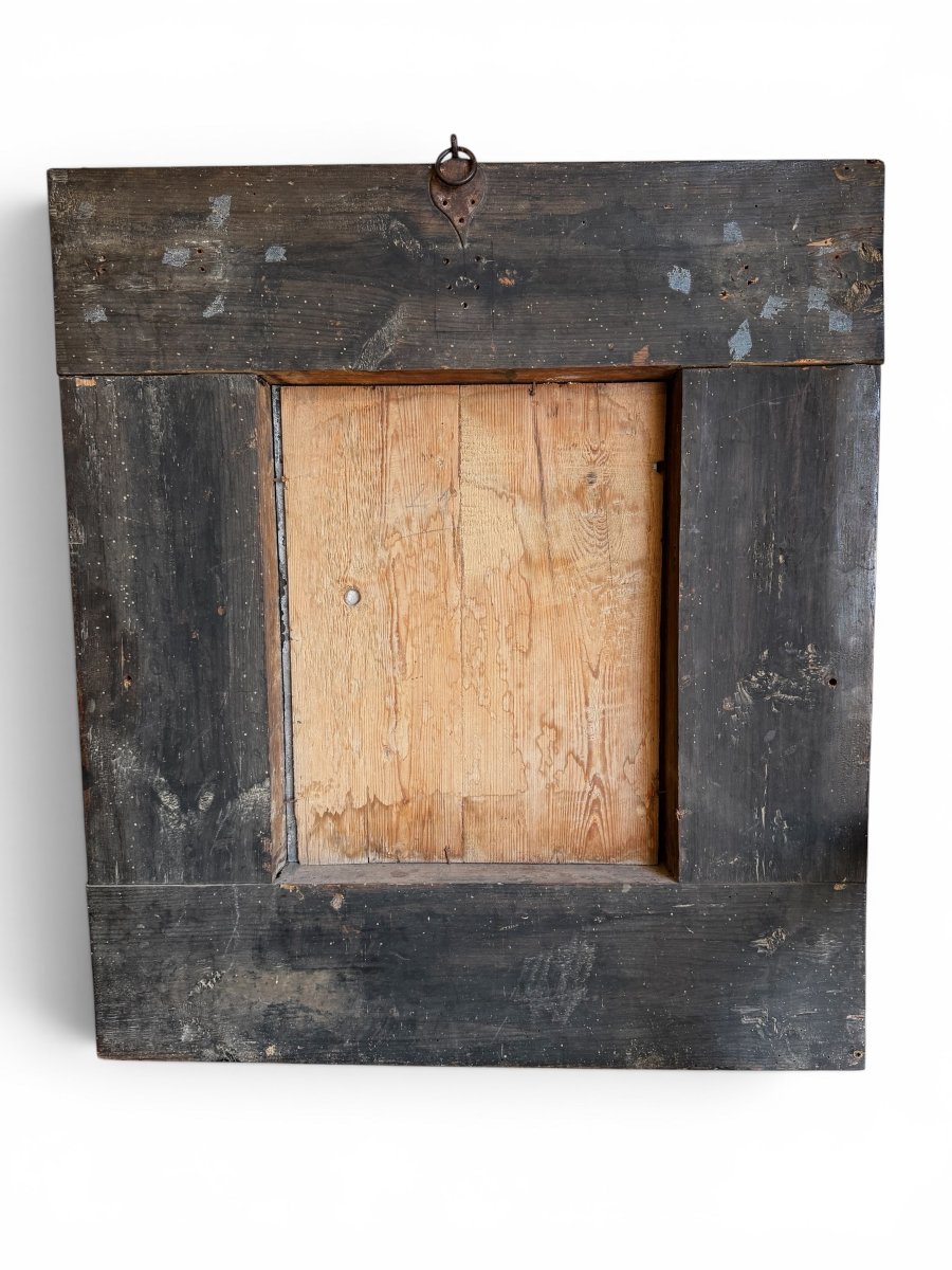 Miroir d'époque Louis XIV en placage de noyer et bois doré-photo-3