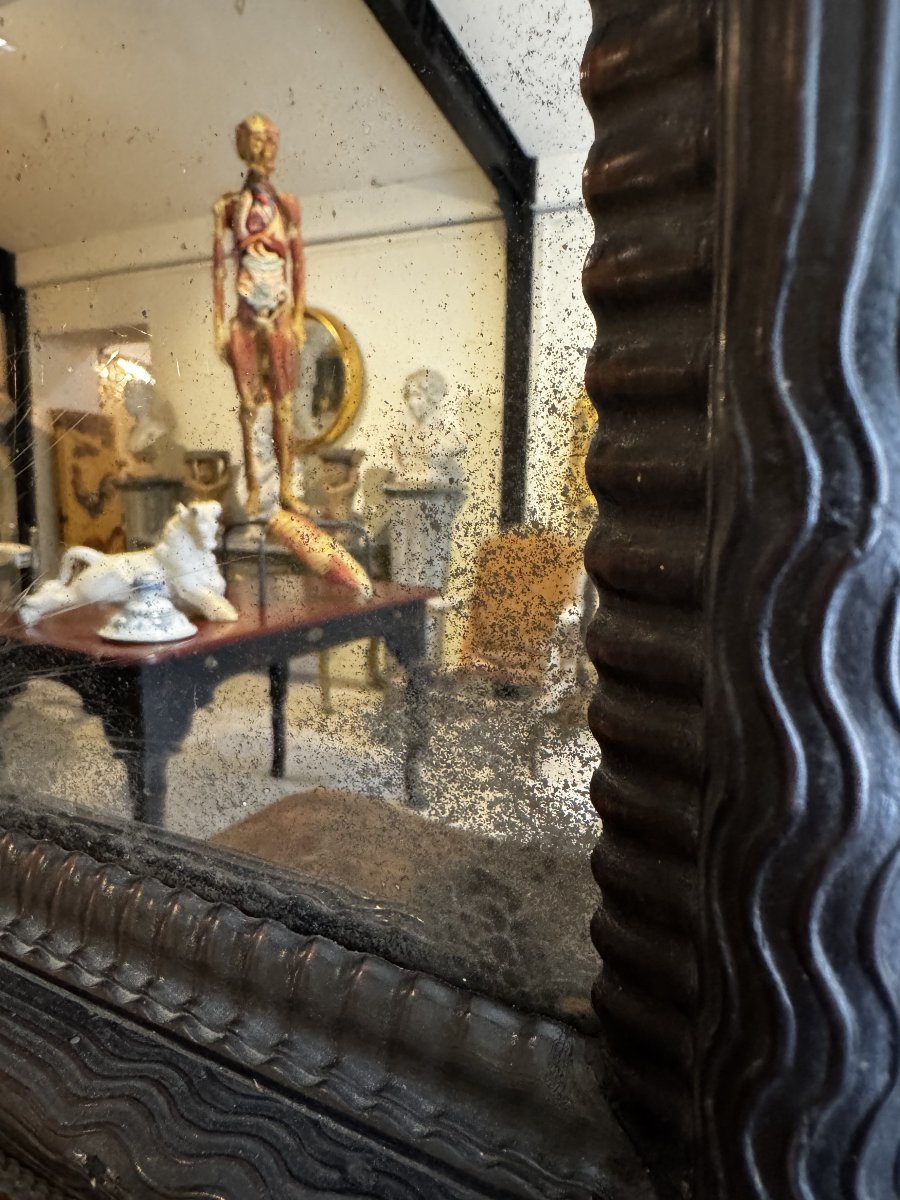 17th-century Italian Mirror Made Of Blackened Wood-photo-2