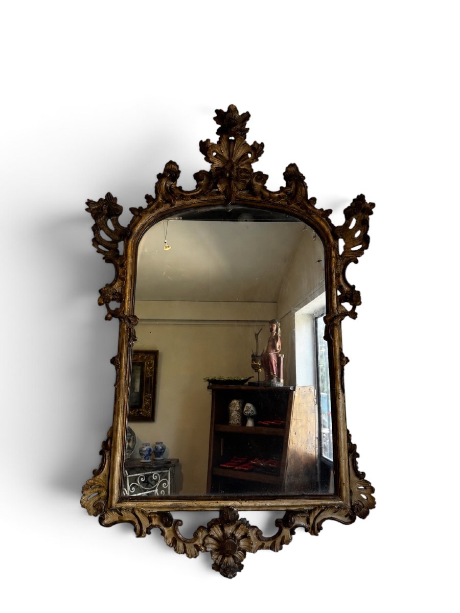 Miroir Italien en bois peint et bois doré