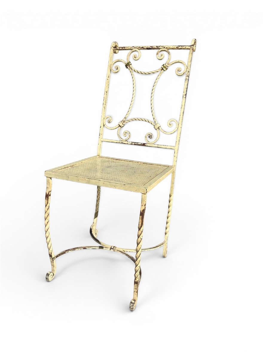 suite de quatre chaises en fer forgé-photo-3