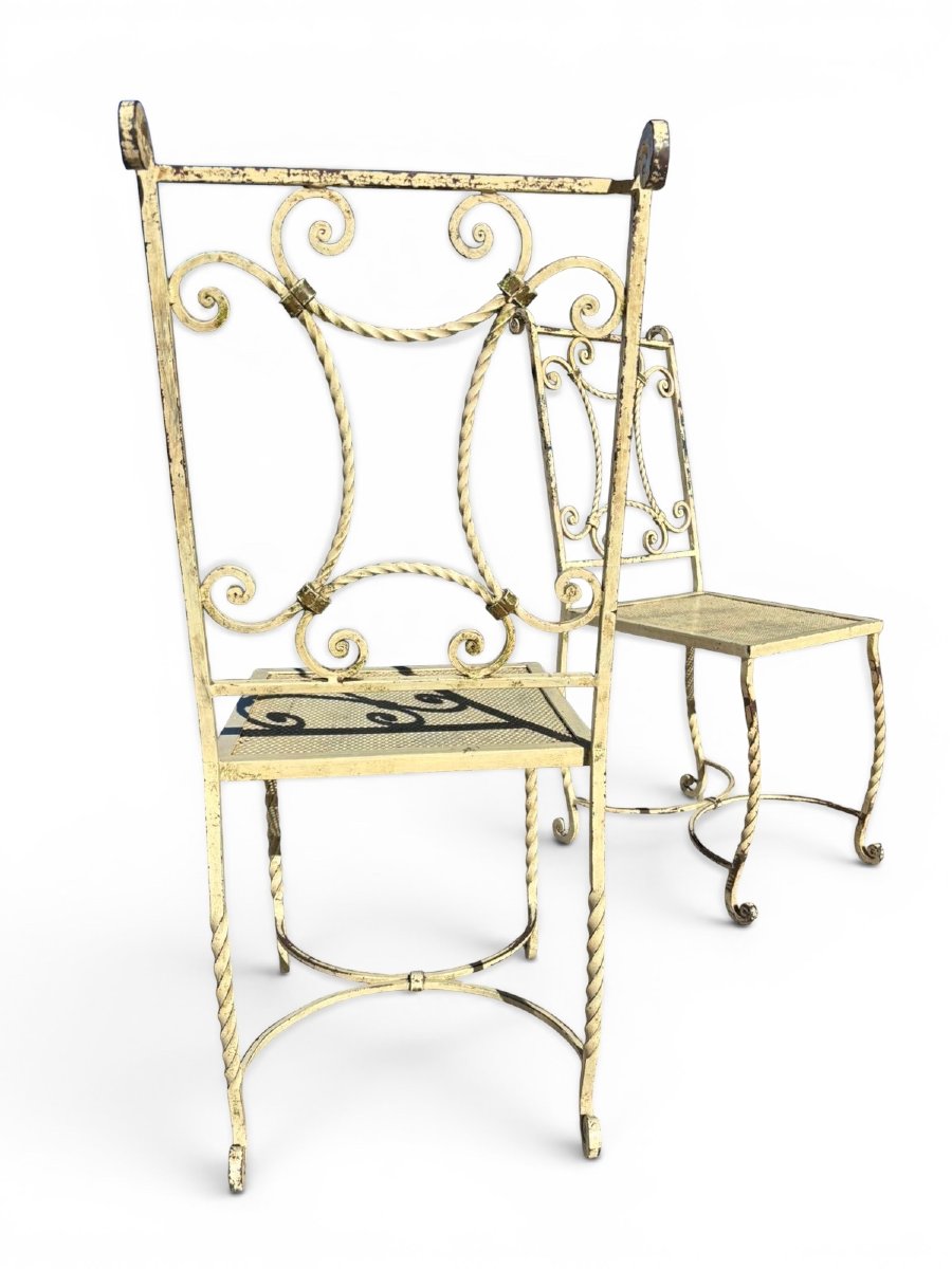 suite de quatre chaises en fer forgé-photo-1