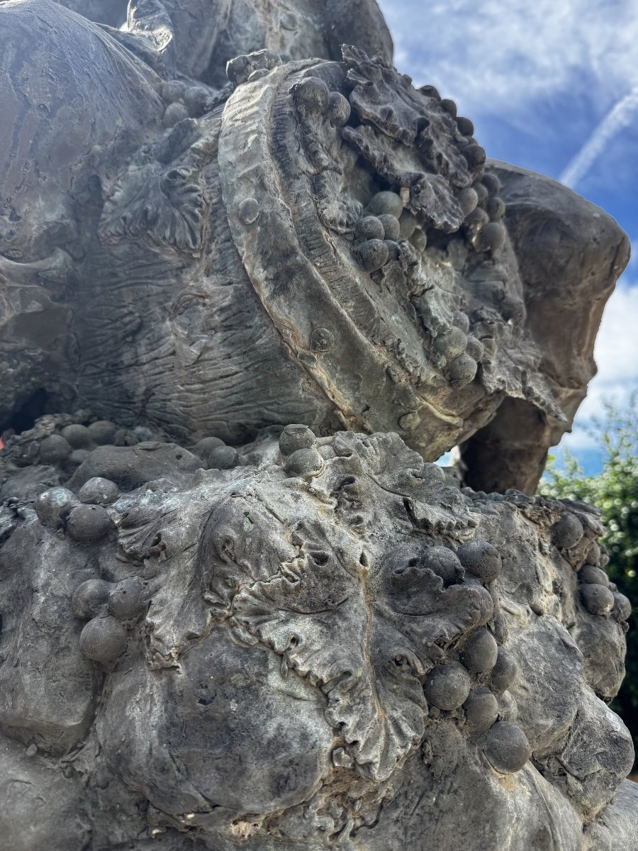 19th-century Carved Marble Pedestal And A Sculpture Depicting Bacchus, Circa 1920-photo-3