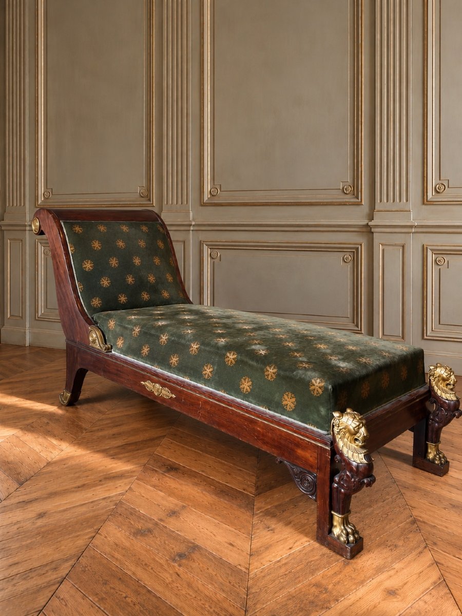 Grand lit de repos en acajou