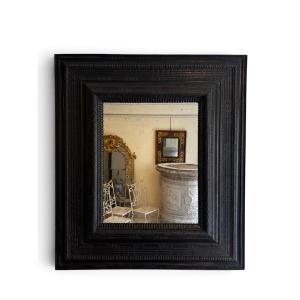 17th-century Italian Mirror Made Of Blackened Wood