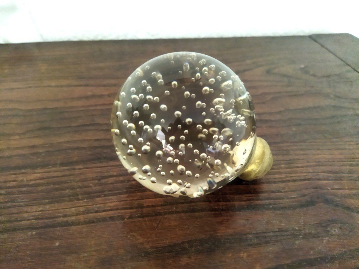 Boule d'Escalier Ancienne En Cristal Bullé Fin XIX-photo-4