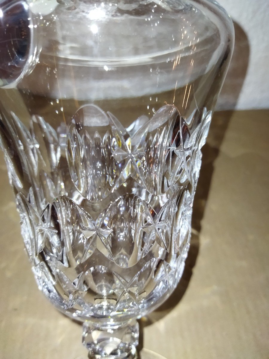 Baccarat Aiguière Ancienne Carafe Sur Piédouche En Cristal Taillé-photo-3