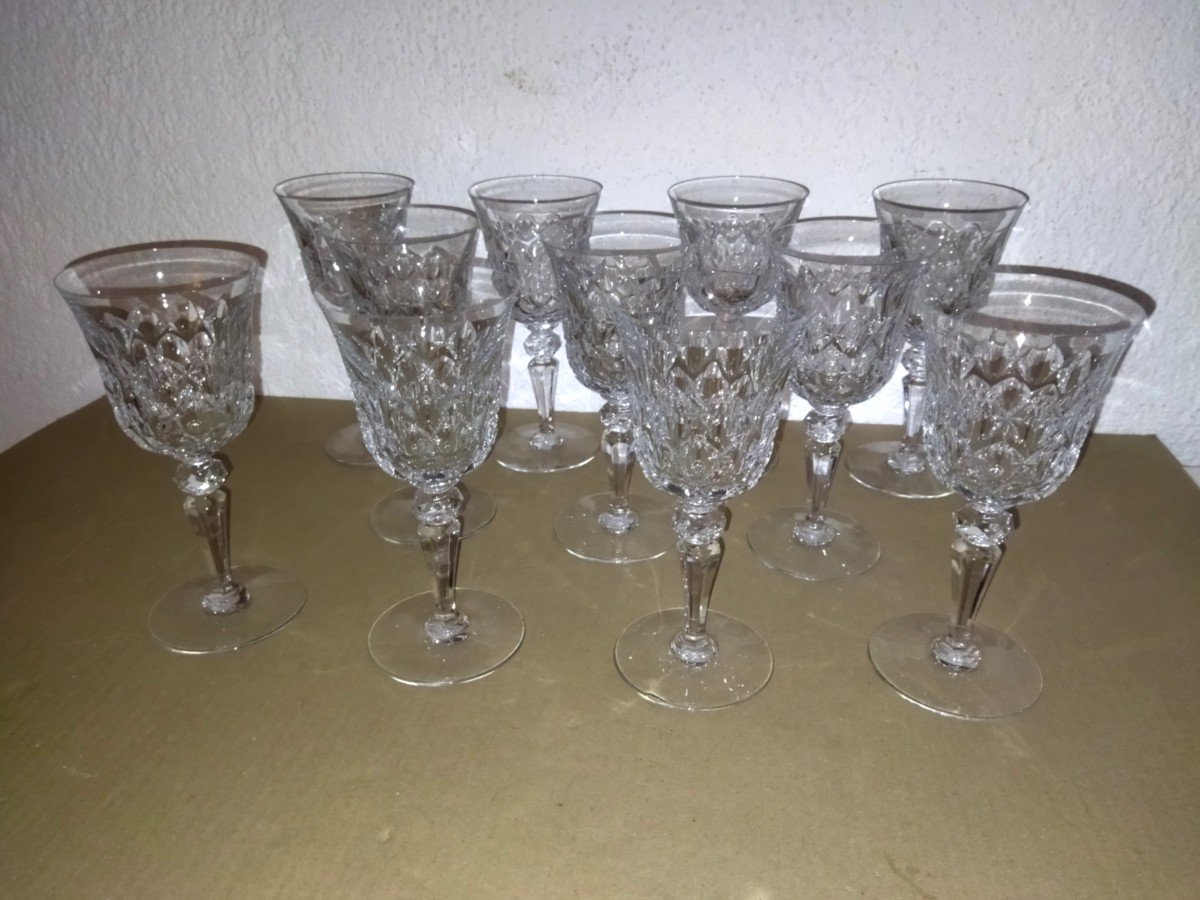 BACCARAT 11 Verres à Eau Anciens En Cristal Taillé avec leurs Boites d'origine-photo-2