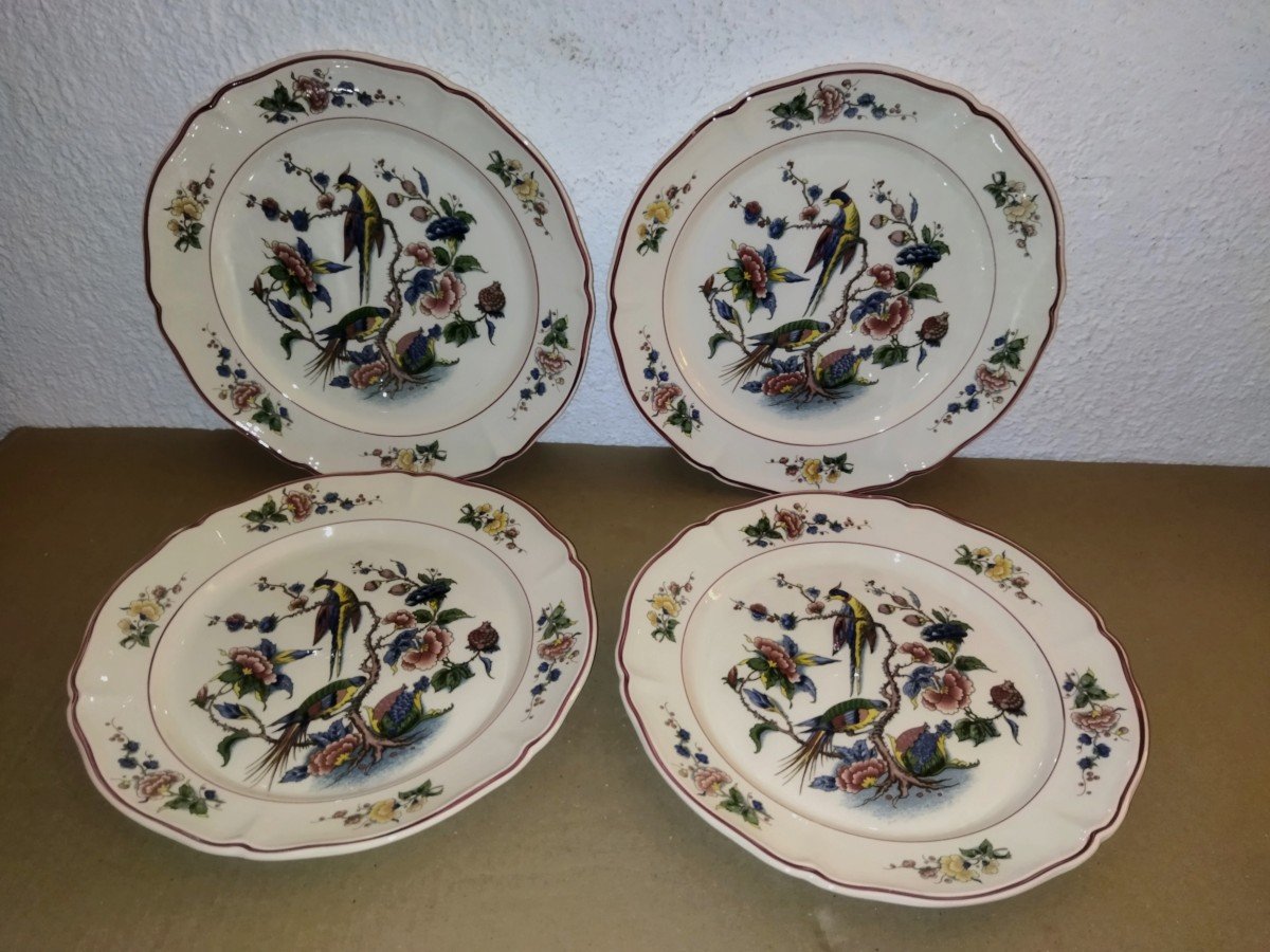 VILLEROY & BOCH 12 Assiettes Plates à Décor Floral Et d'Oiseaux-photo-3