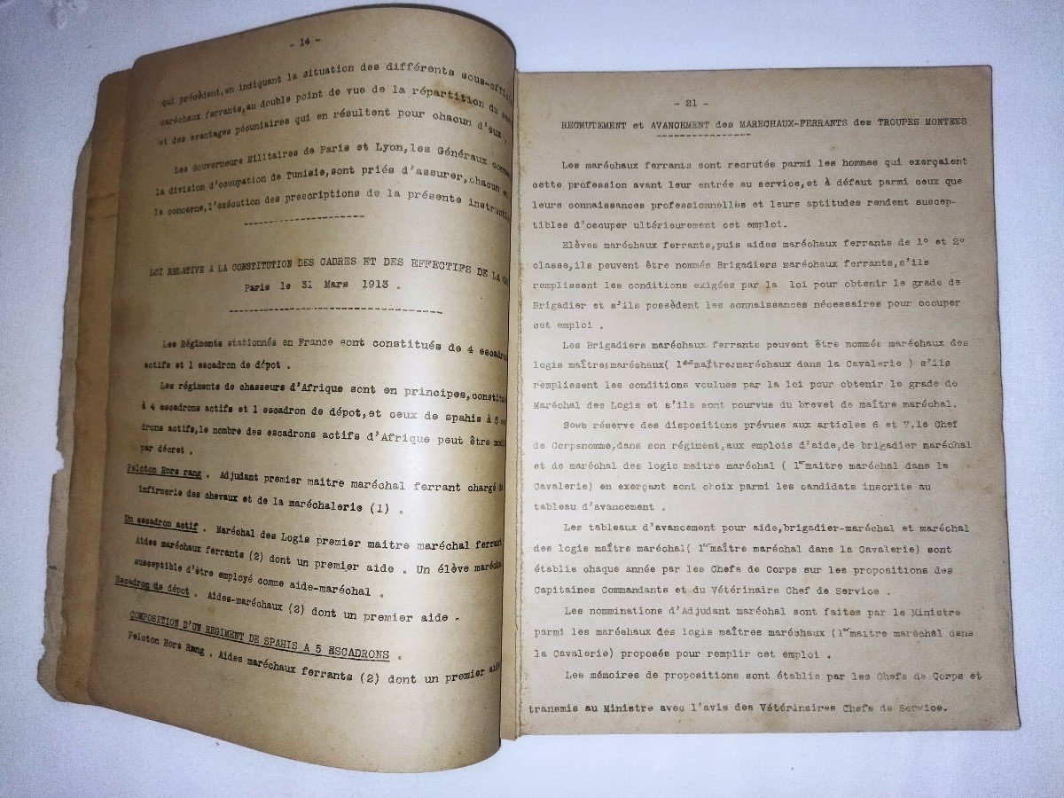 "Maréchalerie Militaire"  Enseignement Aux Vétérinaires Aides Majors 1920-photo-1