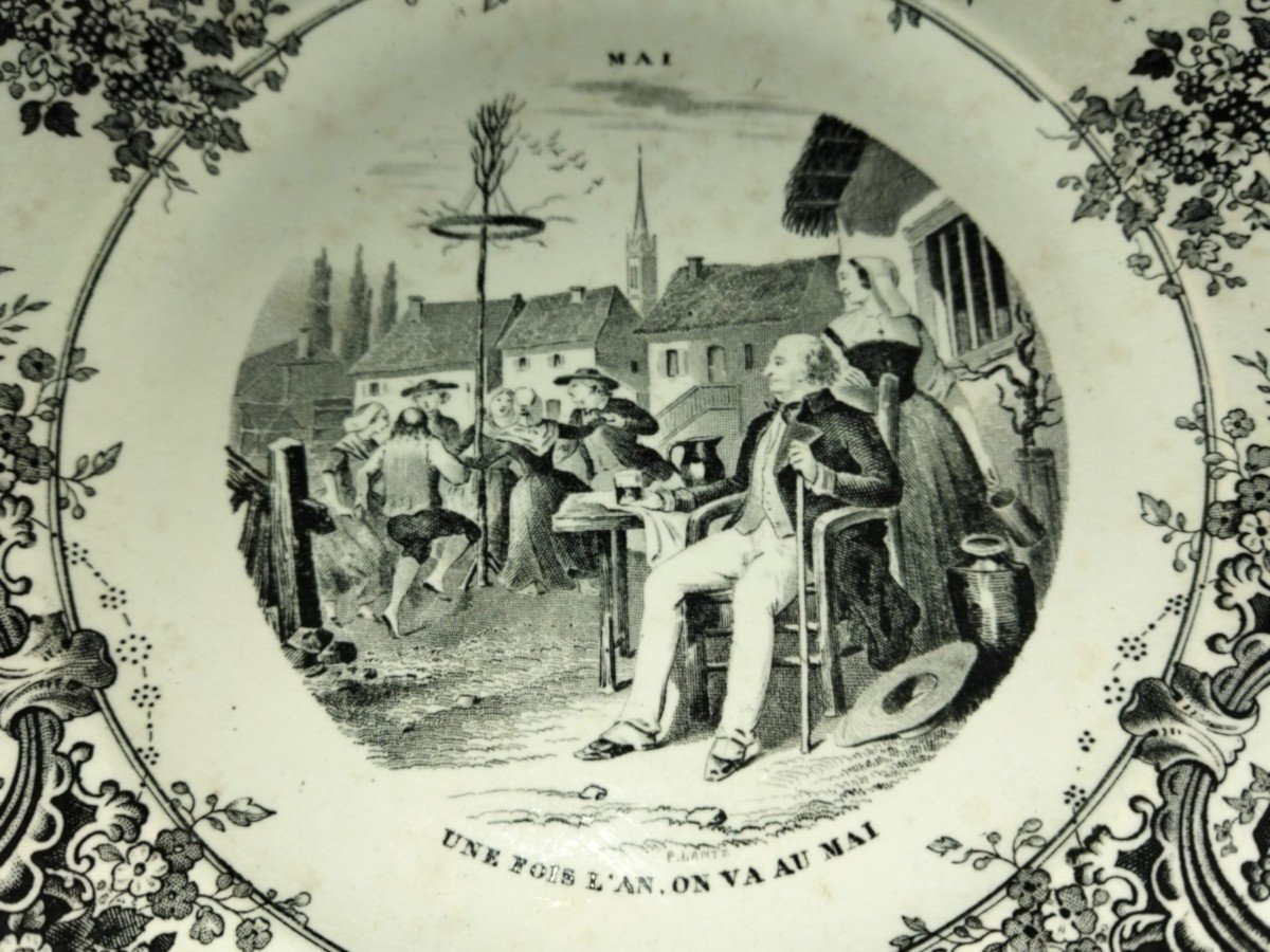 Creil & Montereau Legendary Plate "mai" Rural Agricultural Festivals Folk Dances-photo-2