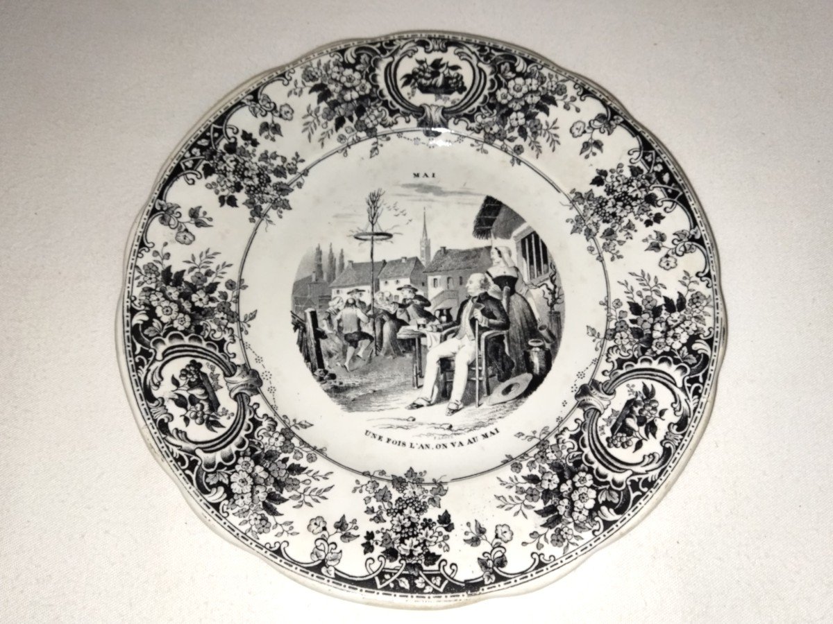 Creil & Montereau Legendary Plate "mai" Rural Agricultural Festivals Folk Dances