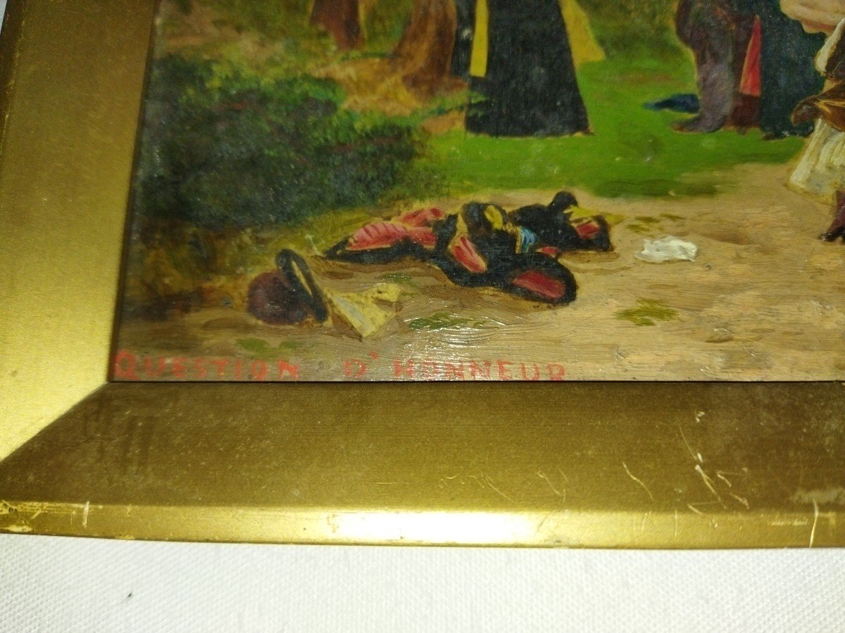 Bayard Emile-antoine Pair Of Paintings On Wooden Panels Dueling Fencers-photo-3