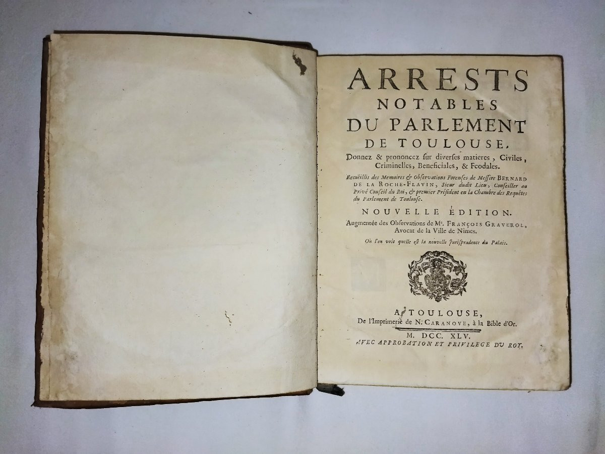ARRESTS NOTABLE Du Parlement De TOULOUSE Législation Droit Par De La Roche-Flavin 1745-photo-3