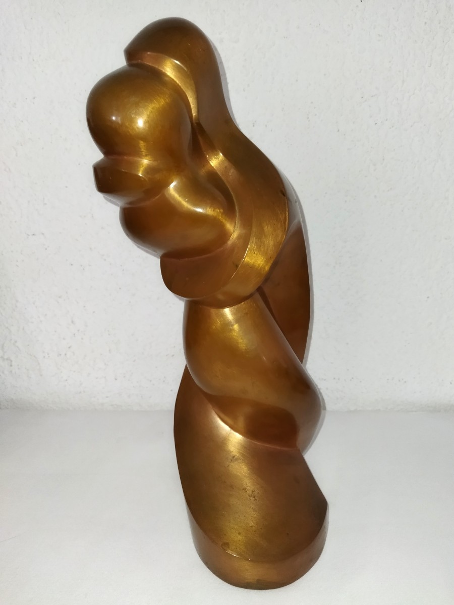 PIERRE MATHIEU "Couple Enlacé" Sculpture Datée De 1967 En Fonte d'Aluminium Numérotée 19/100
