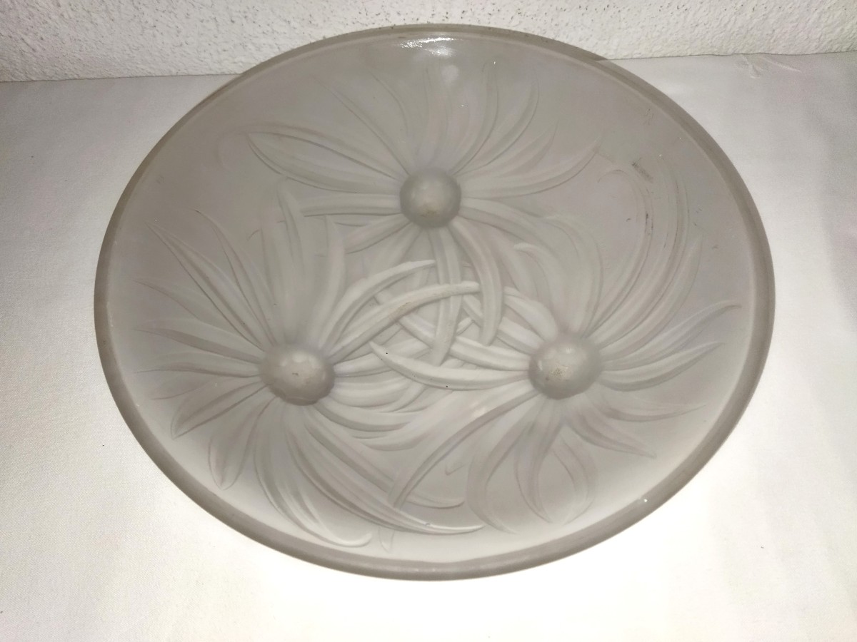 Etling Art Deco Large Opalescent Pressed Molded Glass Bowl